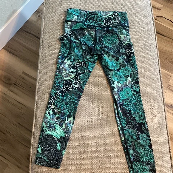 Lululemon Fast & Free 7/8 Tight II 25” Nulux Memoir Multi Green sz6 - Picture 4 of 9